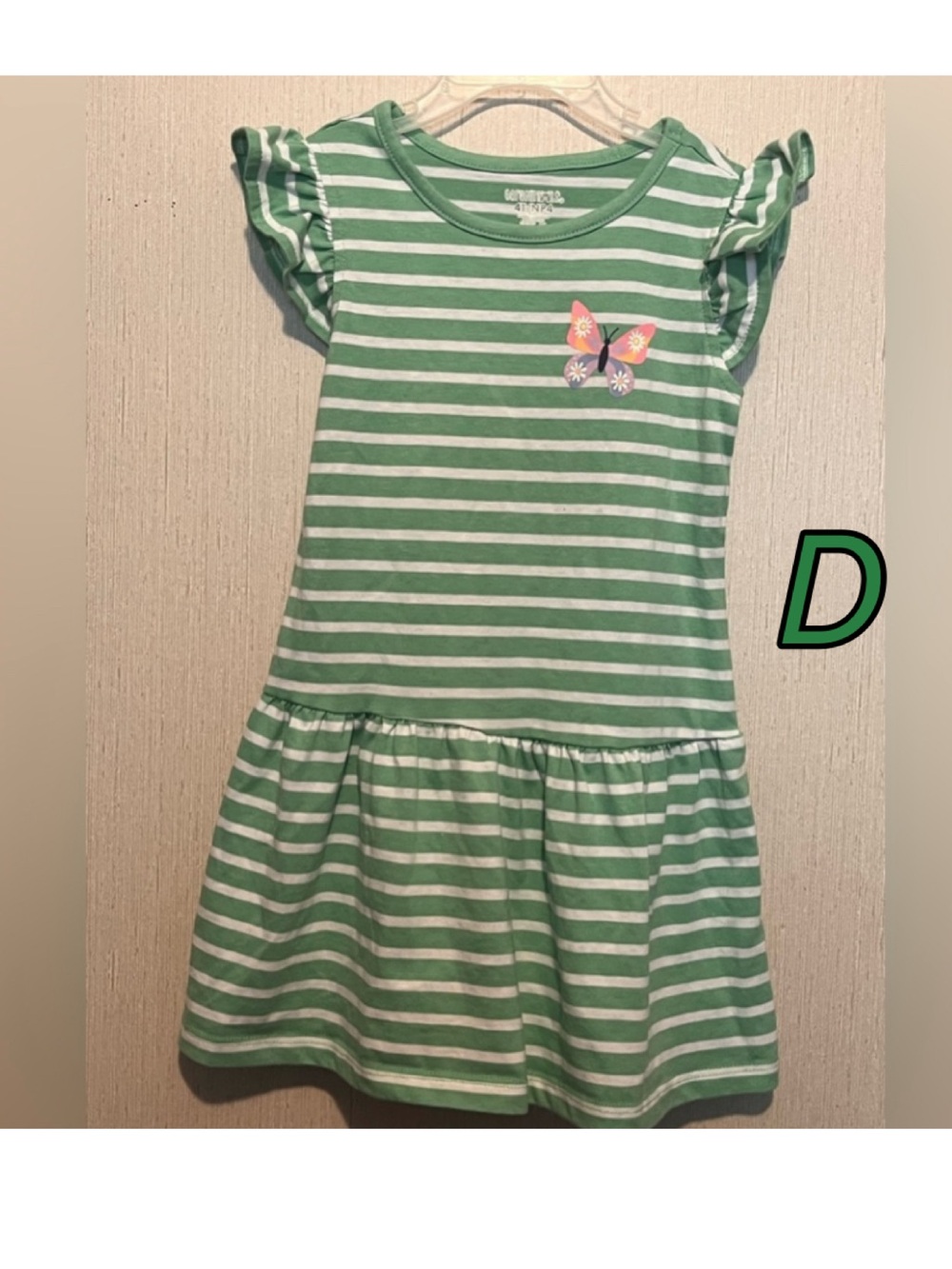 Garanimals Green and White Striped Dress with Butterfly